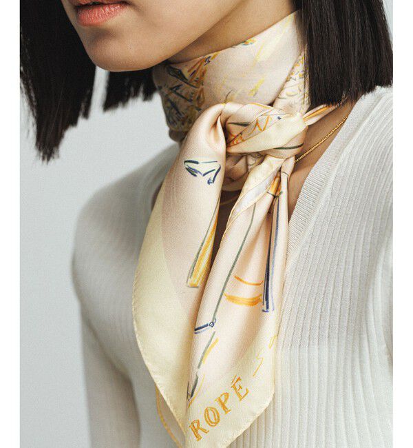 ROPE「【YUKO SAEKI for ROPE&rsquo;・コラボ】スカーフ柄プリント シルクスカーフ/Lサイズ」|バンダナ・スカーフ|