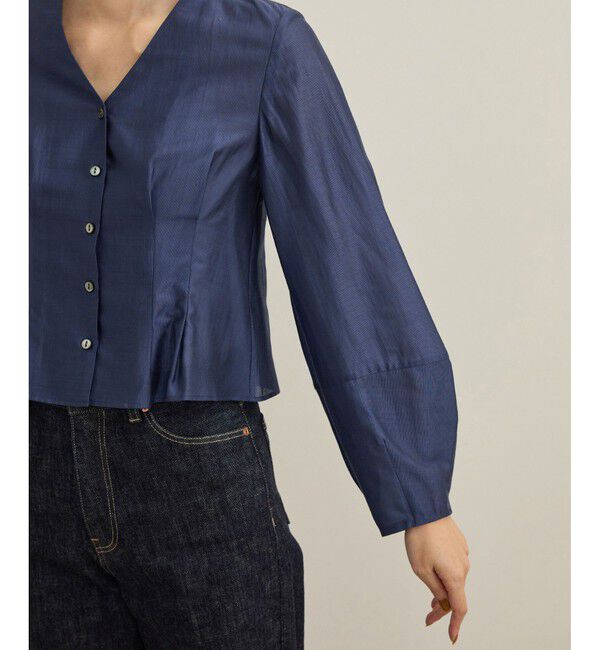 ROPE「【洗える】パフスリーブシアーペプラムブラウス」|シャツ・ブラウス|