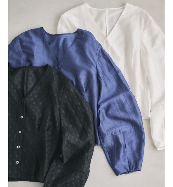 ROPE「【洗える】パフスリーブシアーペプラムブラウス」|シャツ・ブラウス|