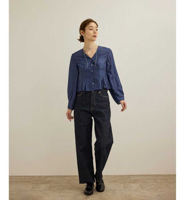 ROPE「【洗える】パフスリーブシアーペプラムブラウス」|シャツ・ブラウス|