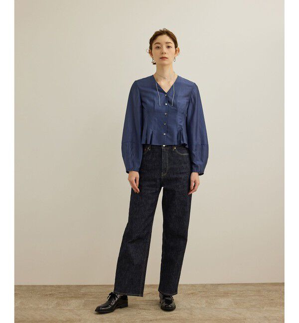 ROPE「【洗える】パフスリーブシアーペプラムブラウス」|シャツ・ブラウス|