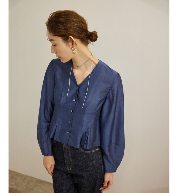 ROPE「【洗える】パフスリーブシアーペプラムブラウス」|シャツ・ブラウス|