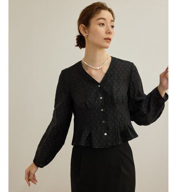 ROPE「【洗える】パフスリーブシアーペプラムブラウス」|シャツ・ブラウス|