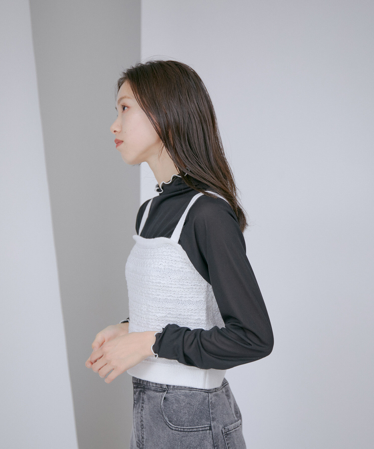 VIS「【アンサンブル対応】ツイードニットビスチェ」|キャミソール|