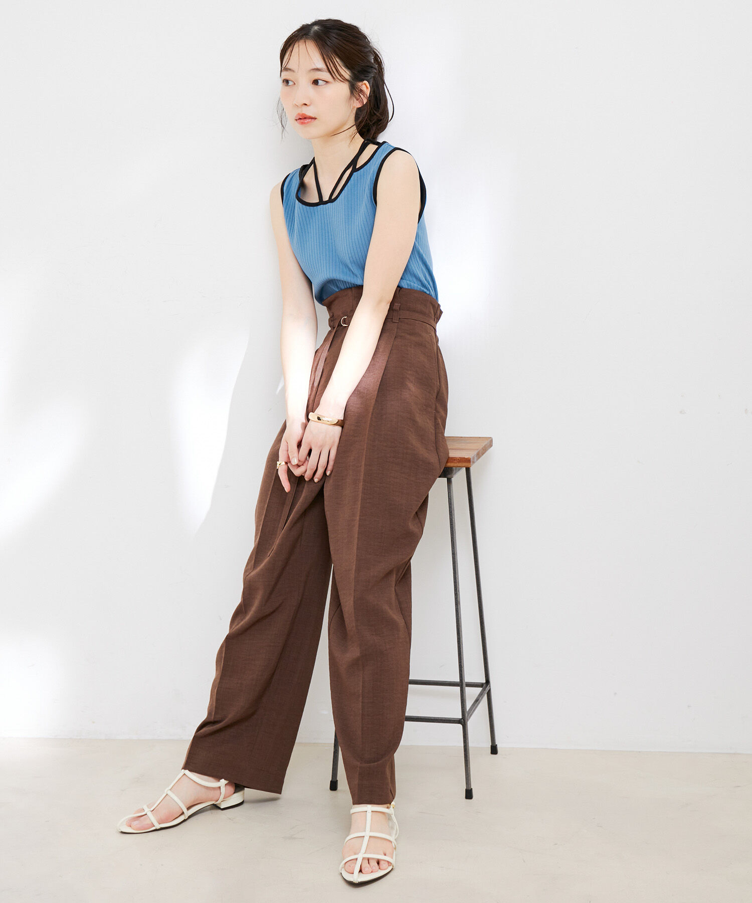 VIS「ネックストラップテレコリブタンクトップ」|タンクトップ|