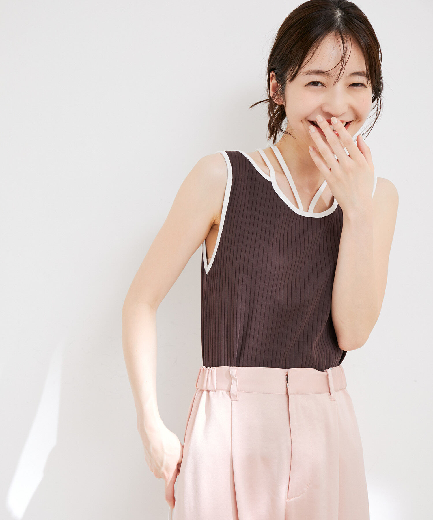 VIS「ネックストラップテレコリブタンクトップ」|タンクトップ|