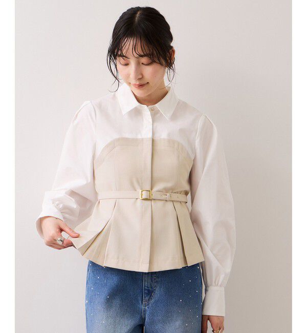 VIS「【美easy】コンフォートボウタイドッキングシャツ/イージーケア・2WAY」|シャツ・ブラウス|