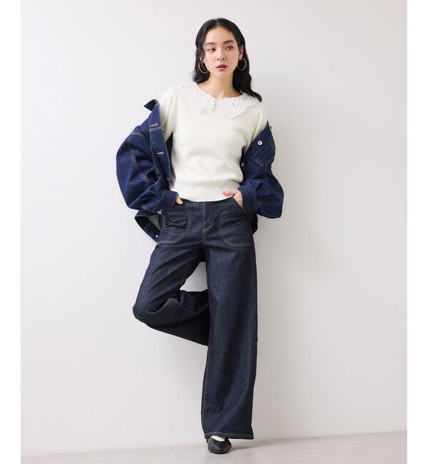 VIS「レースカラーニットプルオーバー/イージーケア」|ニット・セーター|