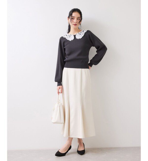 VIS「レースカラーニットプルオーバー/イージーケア」|ニット・セーター|