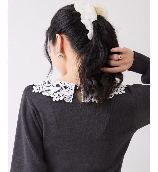 VIS「レースカラーニットプルオーバー/イージーケア」|ニット・セーター|