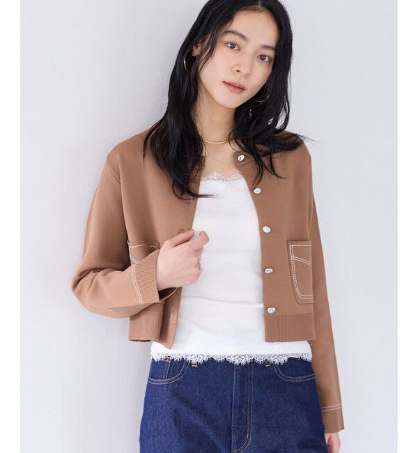VIS「ステッチワークニットジャケット」|カーディガン|