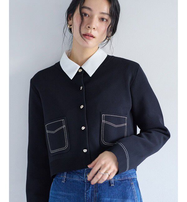 VIS「ステッチワークニットジャケット」|カーディガン|