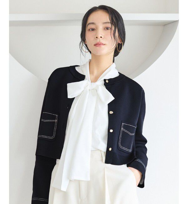 VIS「ステッチワークニットジャケット」|カーディガン|