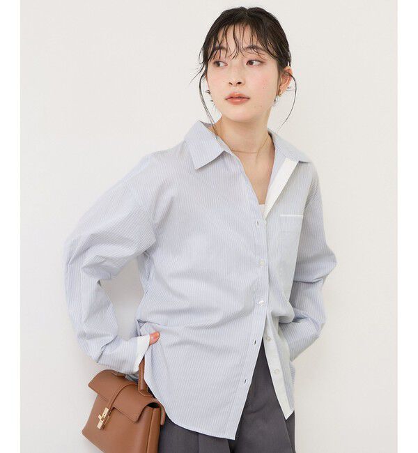 VIS「ウエストリボンシャツ/イージーケア・WEB限定カラー」|シャツ・ブラウス|サックス(48)