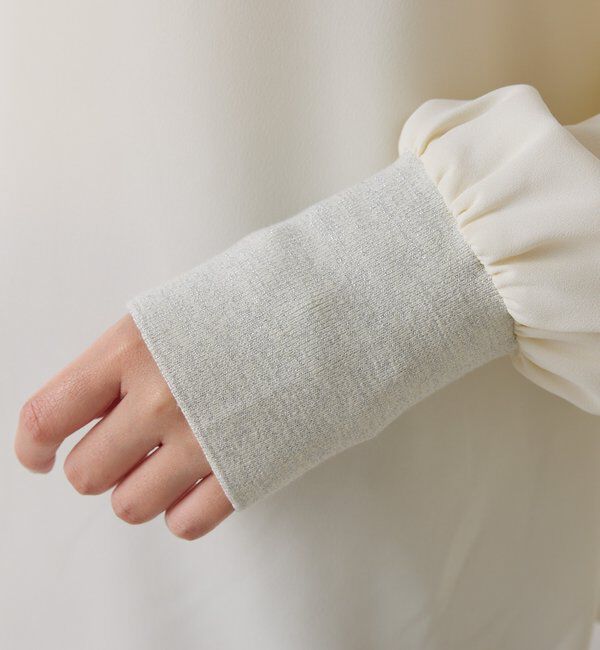  「袖ラメリブ2WAYロゴロンT」|Tシャツ・カットソー|