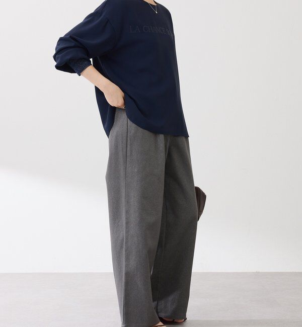  「袖ラメリブ2WAYロゴロンT」|Tシャツ・カットソー|