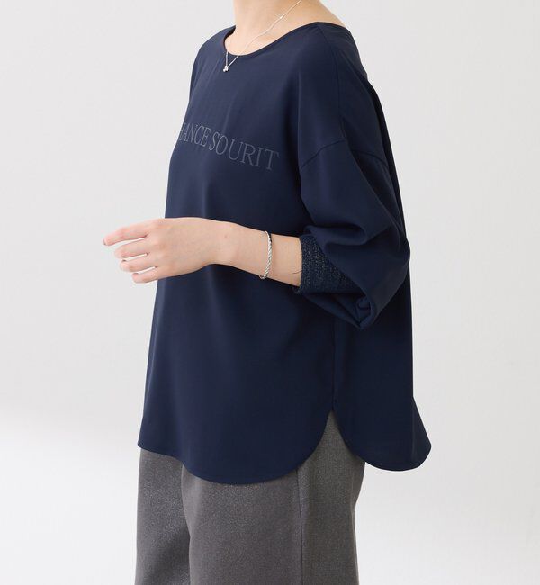  「袖ラメリブ2WAYロゴロンT」|Tシャツ・カットソー|