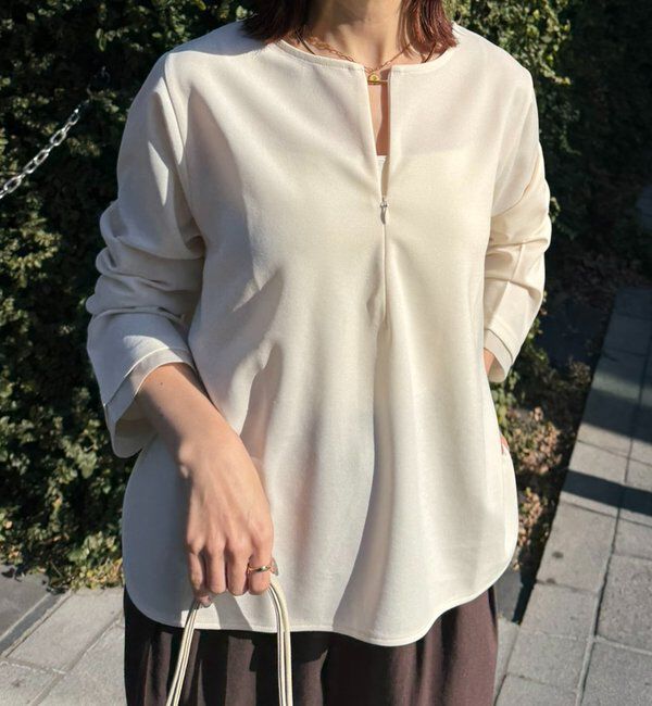  「袖シアー切替ジョーゼットロンT」|Tシャツ・カットソー|