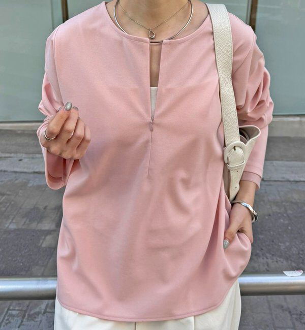  「袖シアー切替ジョーゼットロンT」|Tシャツ・カットソー|