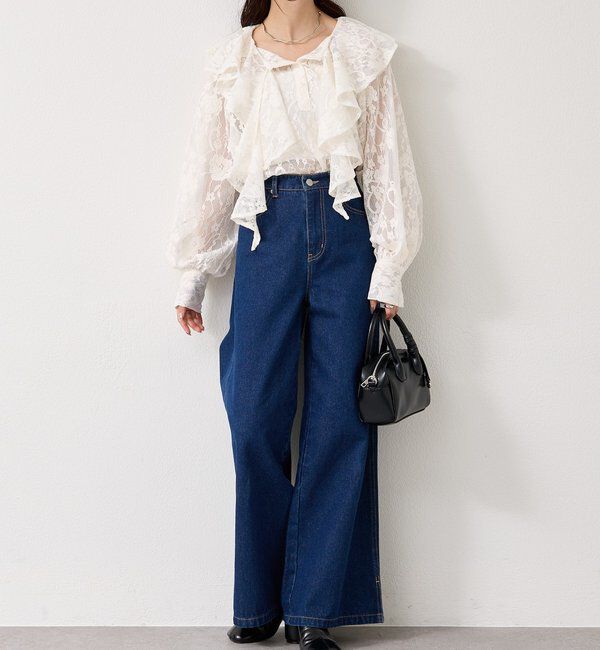  「裾スリットフレアデニム」|デニム|