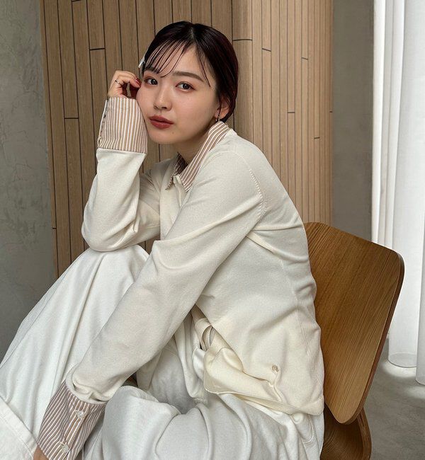  「【＠___s_m17企画】ストライプ付け襟配色ニット」|Tシャツ・カットソー|