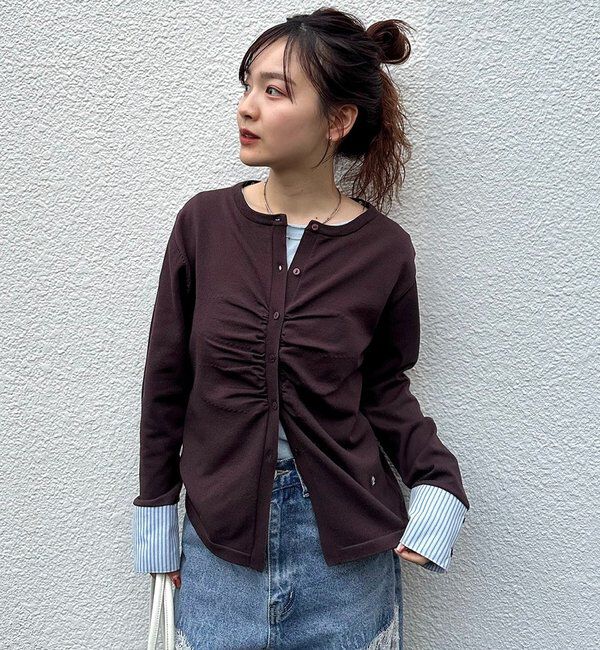  「【＠___s_m17企画】ストライプ付け襟配色ニット」|Tシャツ・カットソー|