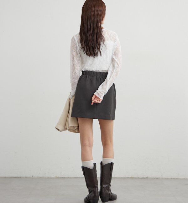  「裾ギャザーレースロングTシャツ」|Tシャツ・カットソー|
