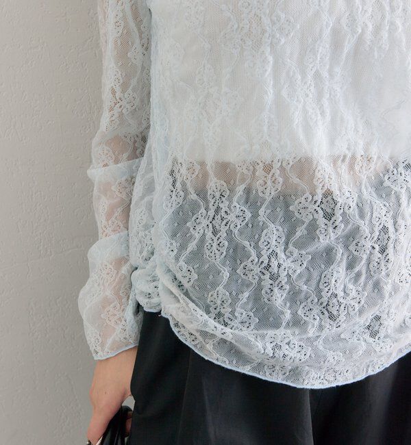  「裾ギャザーレースロングTシャツ」|Tシャツ・カットソー|