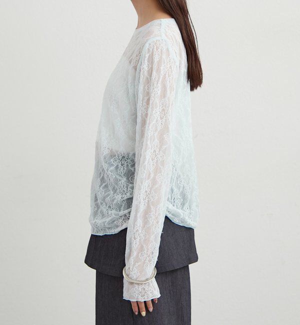  「裾ギャザーレースロングTシャツ」|Tシャツ・カットソー|