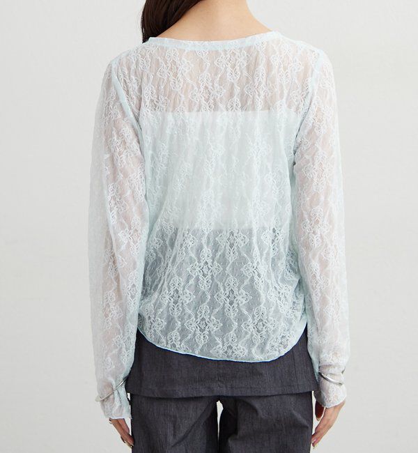  「裾ギャザーレースロングTシャツ」|Tシャツ・カットソー|