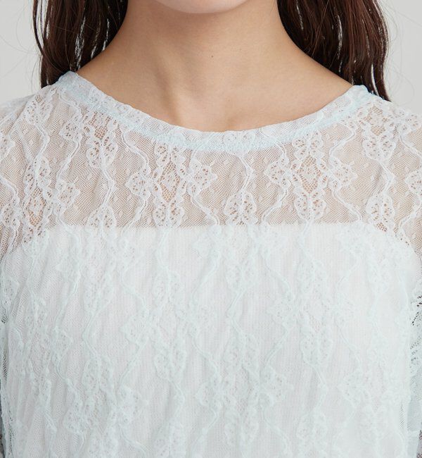  「裾ギャザーレースロングTシャツ」|Tシャツ・カットソー|