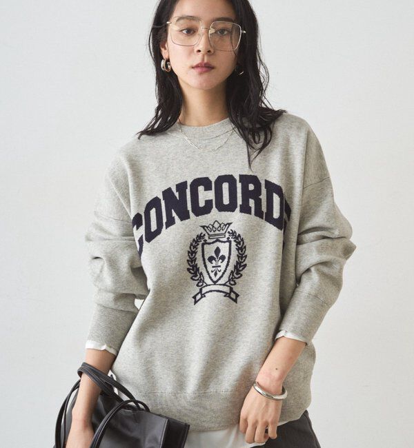  「ジャガードロゴニット」|ニット・セーター|グレー