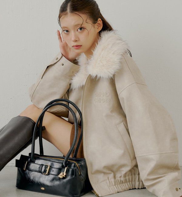 ファー取り外し可能】フェイクレザールーズジップブルゾン｜ルミネの