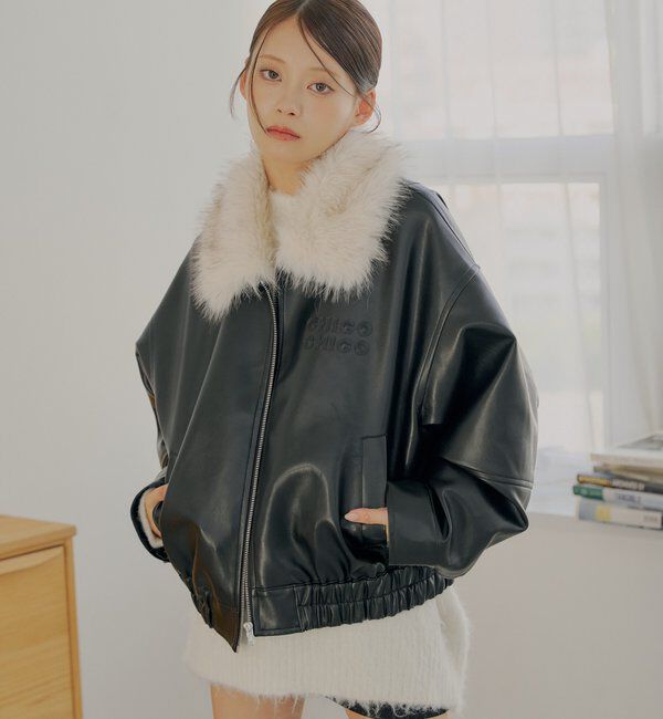 ファー取り外し可能】フェイクレザールーズジップブルゾン｜ルミネの