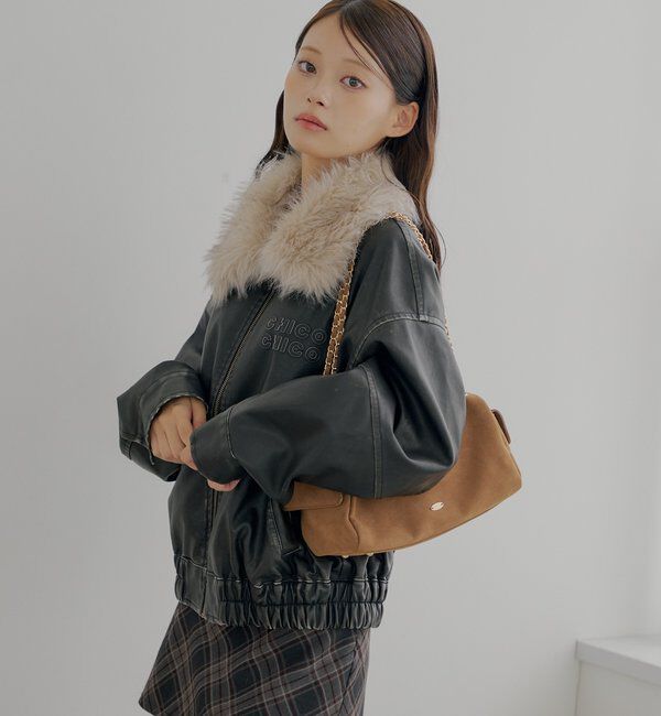 ファー取り外し可能】フェイクレザールーズジップブルゾン｜ルミネの