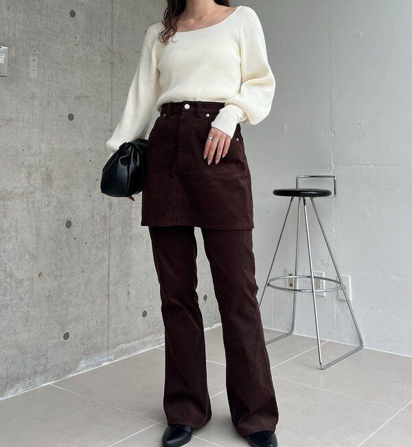  「【新色/レイヤード対応】コーデュロイフレアパンツ」|チノ|