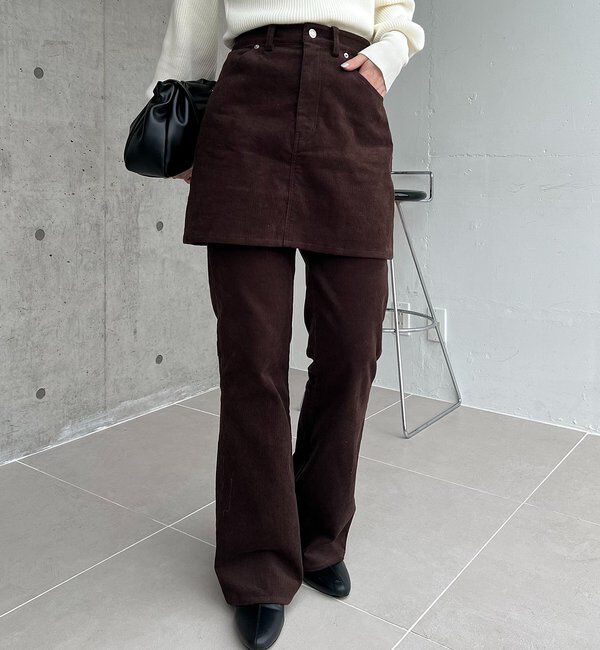  「【新色/レイヤード対応】コーデュロイ台形スカート」|スカート|