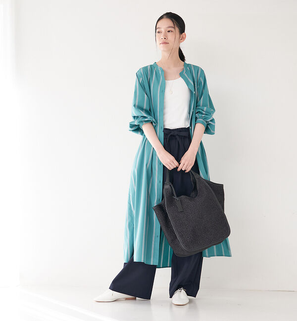 collex「＜手洗い可能＞ストライプフレアシャツワンピース」|ワンピース|