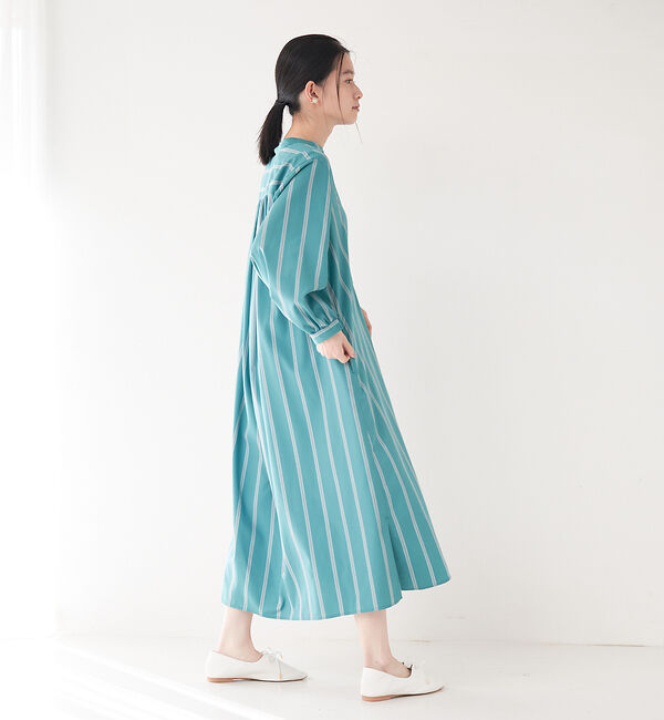 collex「＜手洗い可能＞ストライプフレアシャツワンピース」|ワンピース|
