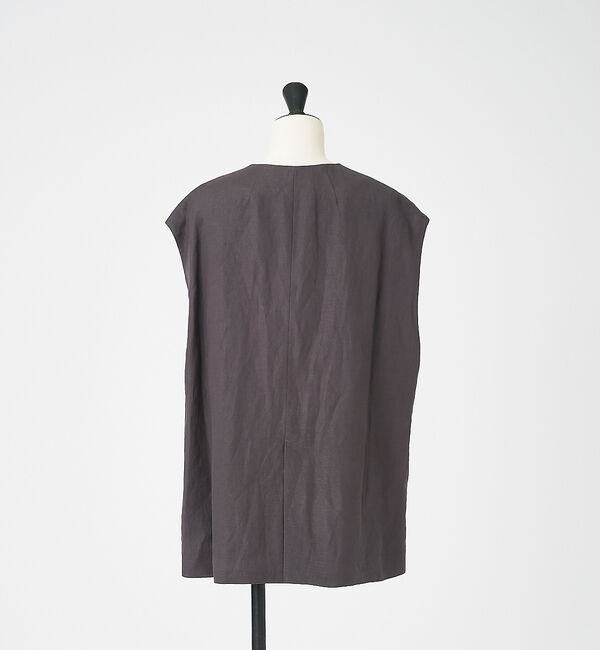 collex「【手洗い可】リネン混 イージークロス Vネックジレ」|ベスト・ジレ|