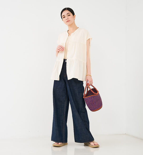 collex「ニャリガバスケット ニケチェック S ライラック」|かごバッグ|