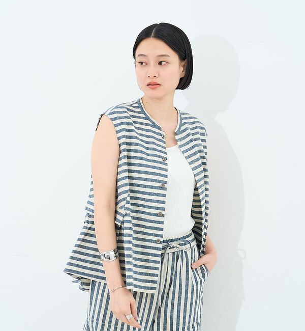 collex「ボーダーノースリーブブラウス」|シャツ・ブラウス|