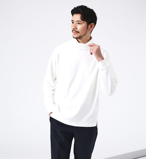 ABAHOUSE「【フロントスリット】タートルネック 長袖Tシャツ」|Tシャツ・カットソー|ホワイト