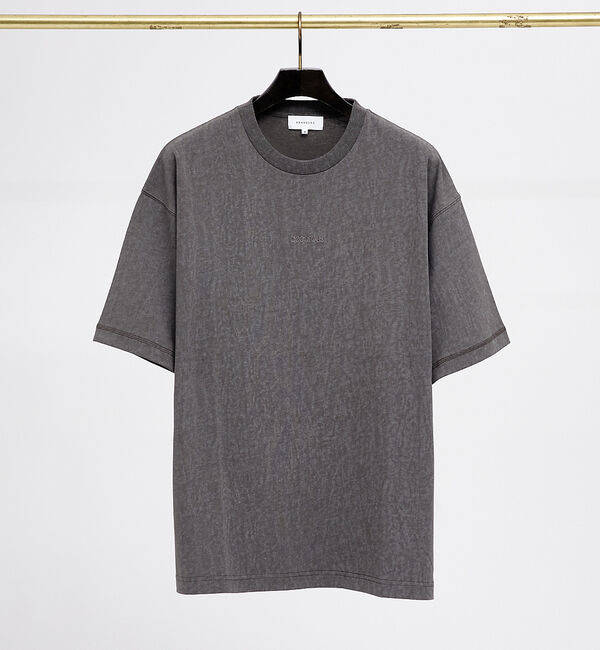 ABAHOUSE「【ヴィンテージ風】ピグメントプリント　刺繍Tシャツ」|Tシャツ・カットソー|チャコールグレー