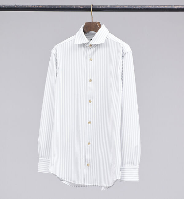 ABAHOUSE「【FLEX SHIRTS】Dry Moment ロンドンストライプ 長袖 シャツ」|シャツ・ブラウス|ライトグレー