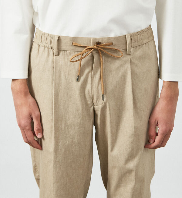 ABAHOUSE「【セットアップ対応】スーパーストレッチ リネンブレンド イージー スラックス」|スラックス|