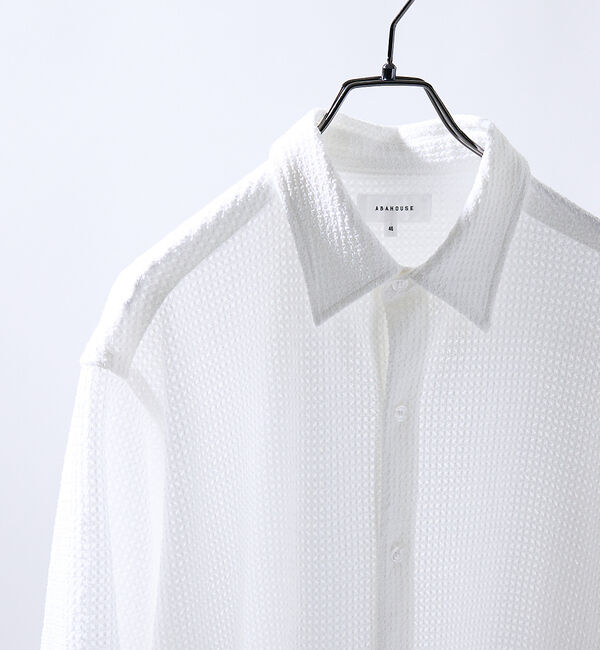 ABAHOUSE「メッシュジャガード　シアーシャツ / オーバーサイズ」|シャツ・ブラウス|