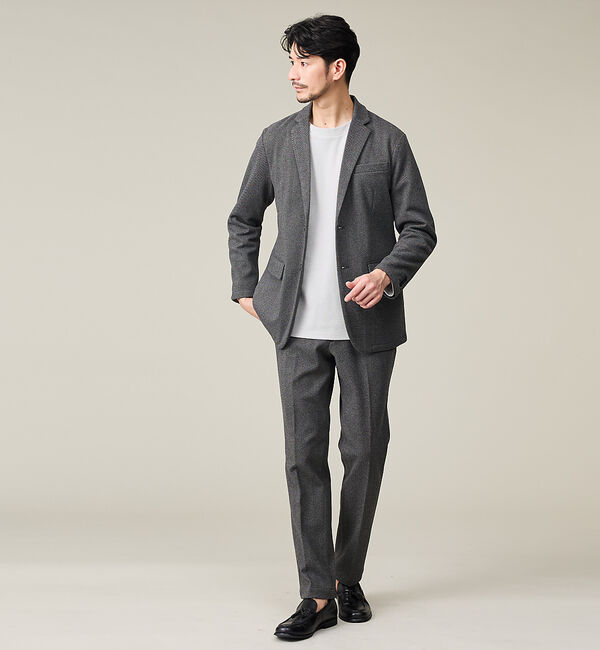 ABAHOUSE「【上下2点SET/WEB限定】ヘリンボーン ジャガード ニットセットアップ /」|スーツ|