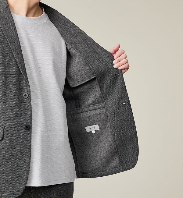 ABAHOUSE「【上下2点SET/WEB限定】ヘリンボーン ジャガード ニットセットアップ /」|スーツ|