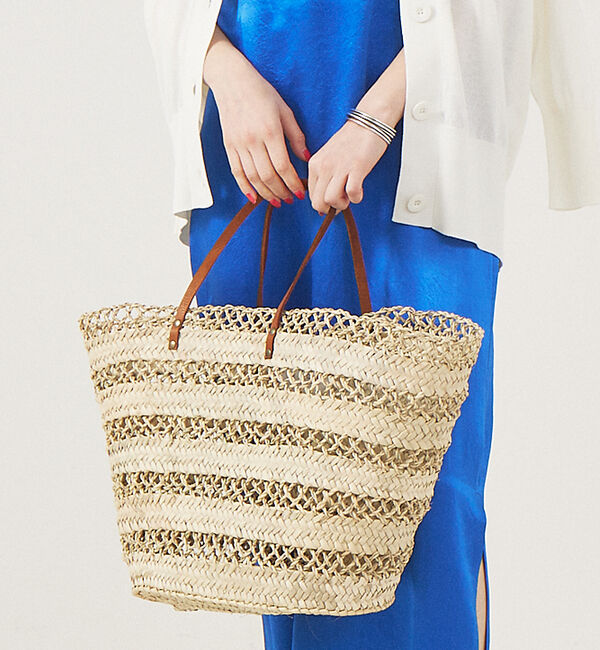 Rouge vif「【KECH Les ESSENTIELS/ケッシュ ル エッセンシャル】レザーハ」|かごバッグ|ブラウン